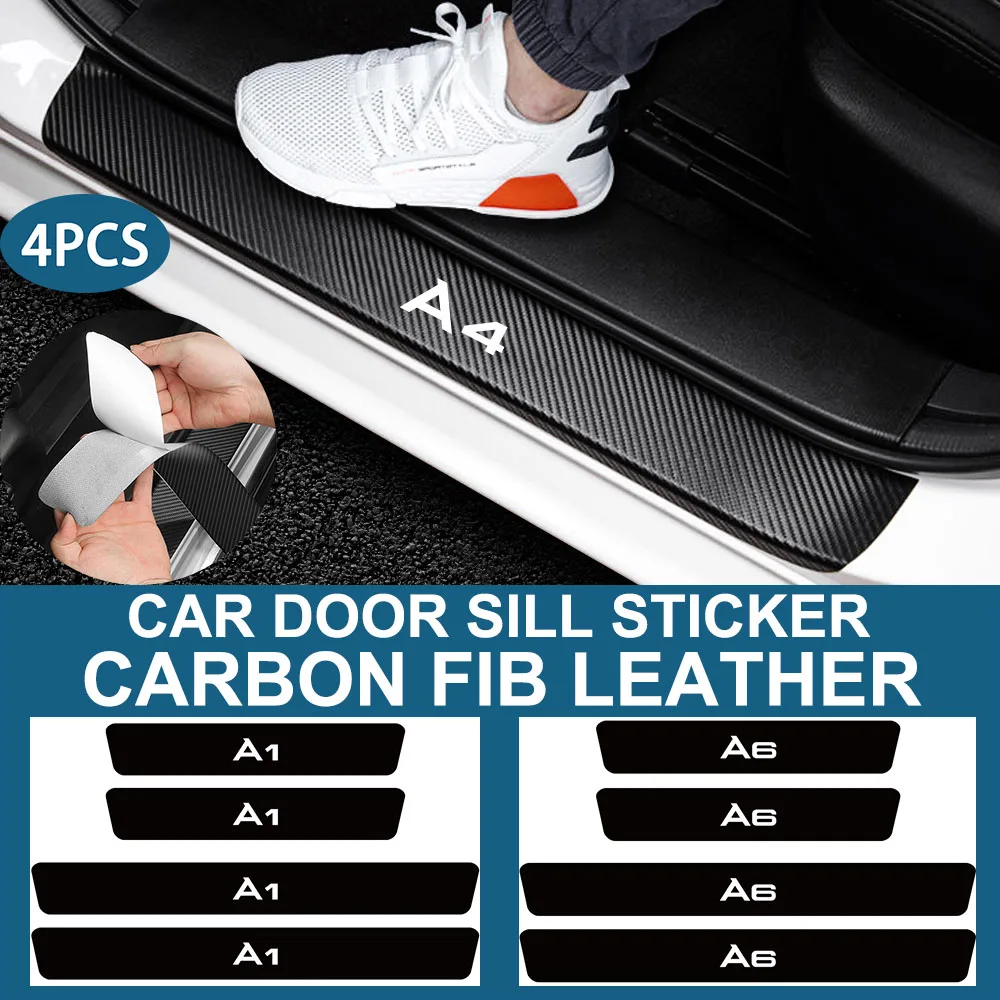 Car Trunk Door Sill Auto Scuff Plate Carbon Fiber Decoration Bumper Guard Sticker Anti Scratches for Audi A1 A2 A3 Q5 Q6 Q7 RS1 |