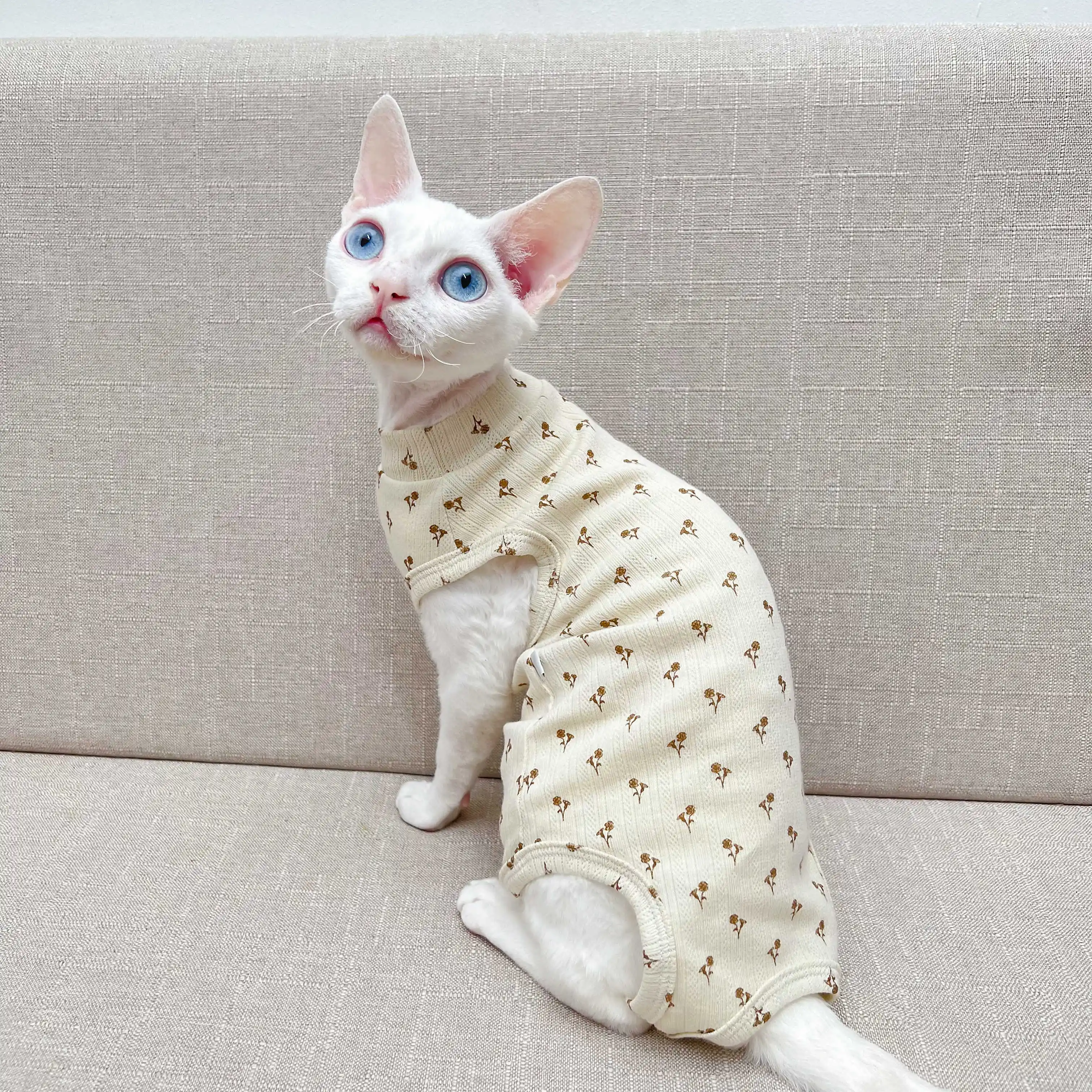 Sphinx hairless cat Devon Rex cotton thin stretchy four-legged Kitten Outfits breathable Homewear Sphynx Cat Clothes for cats