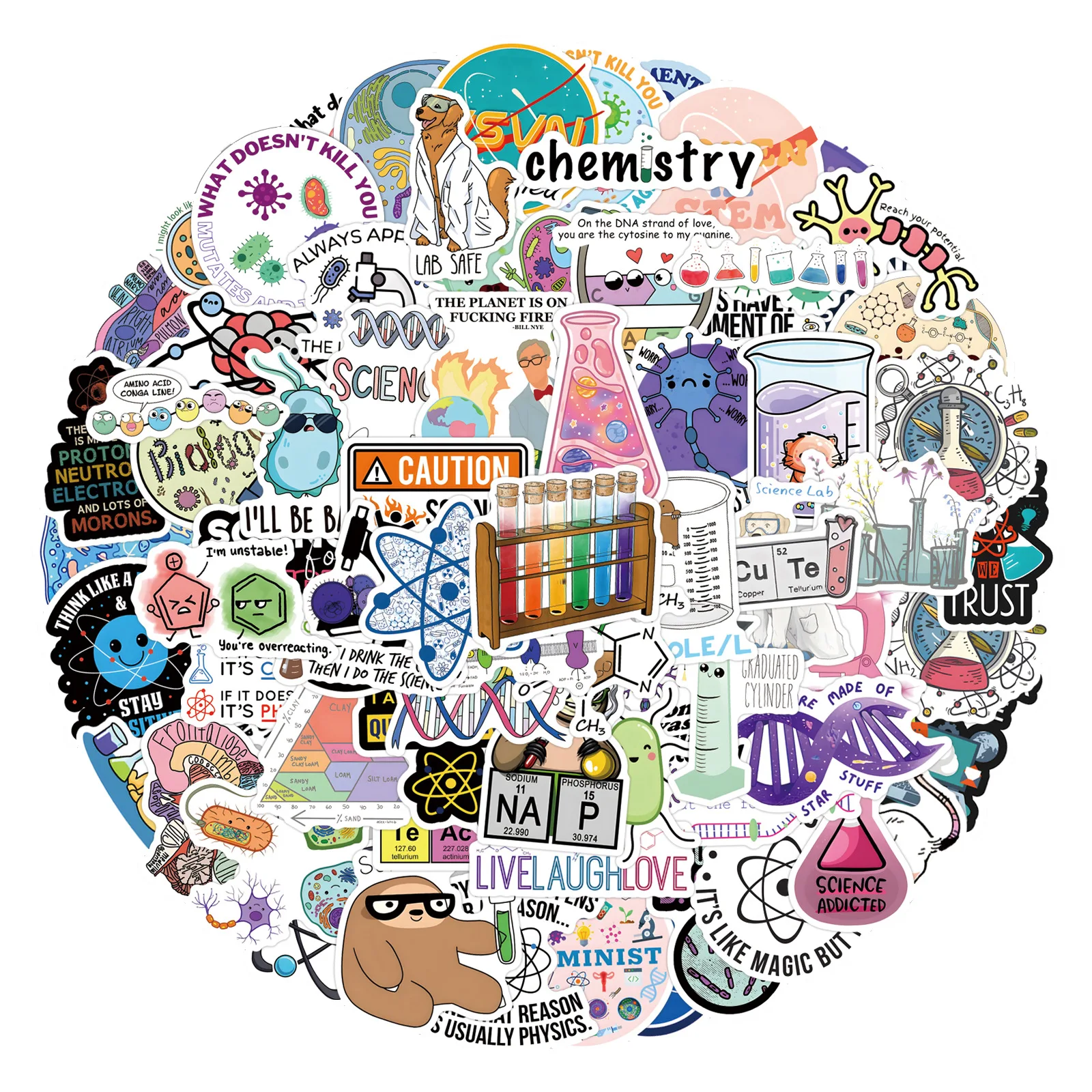 Наклейки на тему биологии 10/30/50/110 шт