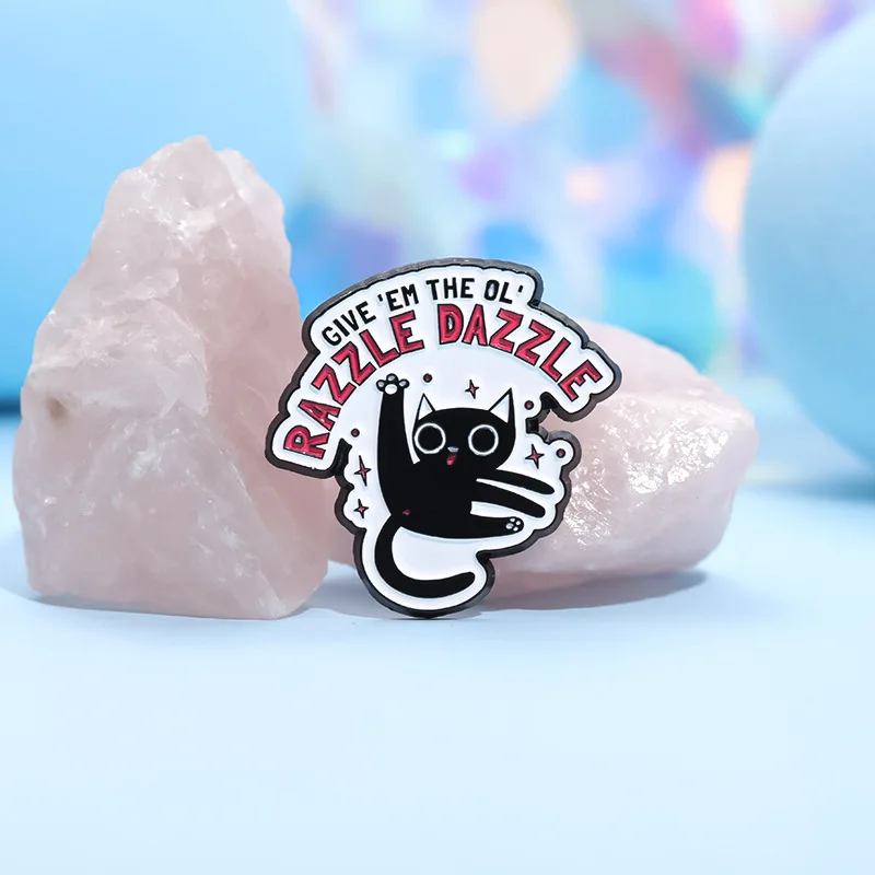 Razzle Dazzle забавная брошь с черным котом значки булавки для сумок аксессуары