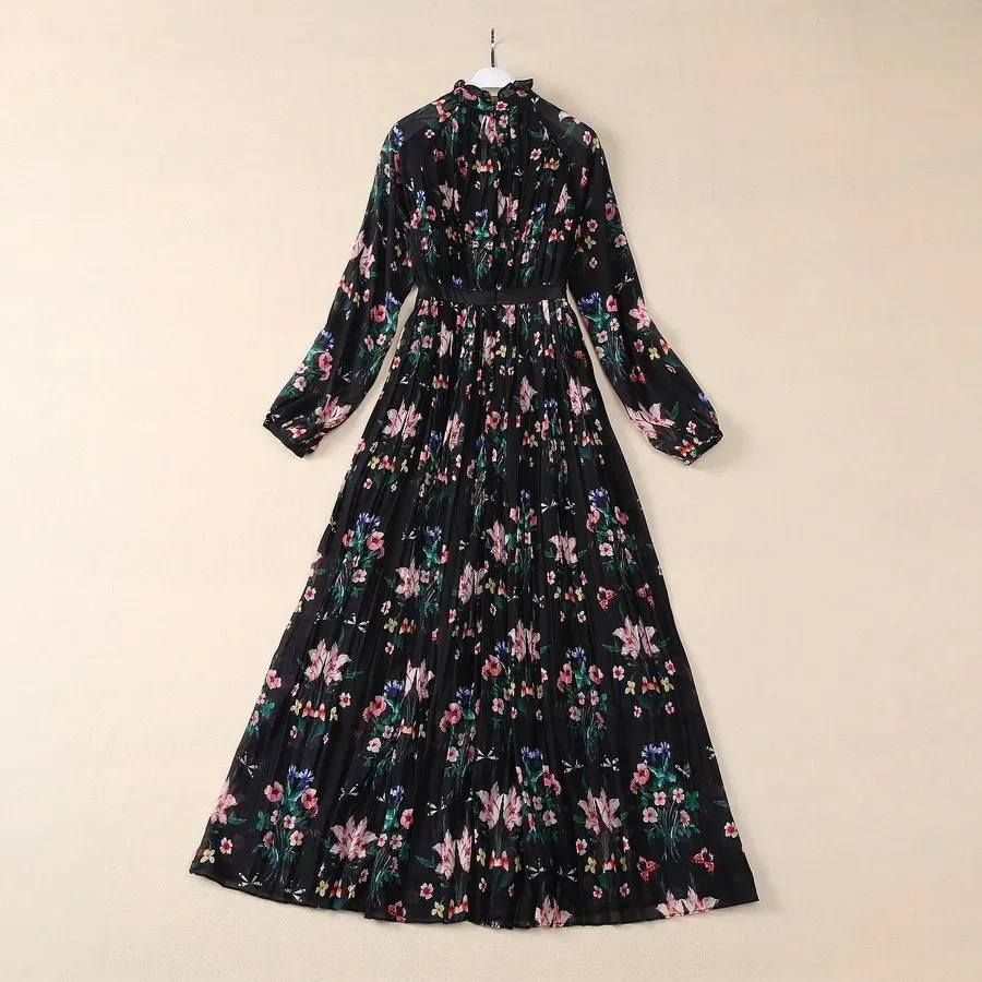 Длинное платье XXL с цветочным принтом новое лето-осень 2024 стильное тяжелое