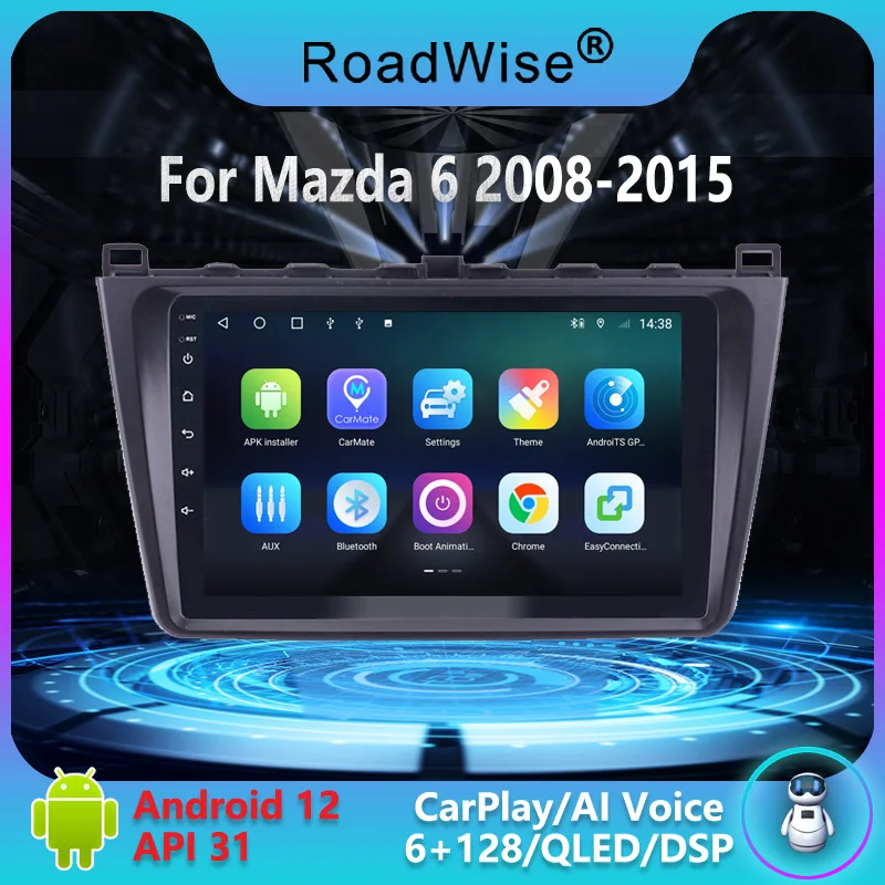 

8+256 Android 12 Car Radio Carplay For Mazda 6 GH Rui 2008 - 2015 4G Wifi GPS Navi DSP RDS 2Din 2 DIN DVD IPS Autoradio Stereo