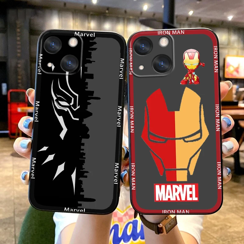 

Marvel SpiderMan Iron Man Logo Phone Case For Apple iPhone 14 13 12 11 SE XS XR X 7 8 6 mini Plus Pro MAX 2020 Black Cover