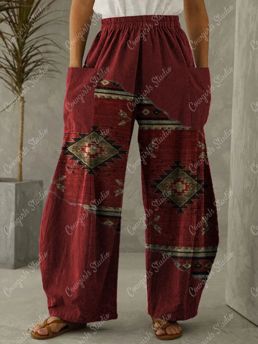 

Women pants High Waist Loose Long Wide Leg Women's Pants & Trousers 2022 Spring Casual Vintage Ethnic Style With Pocket Pants
