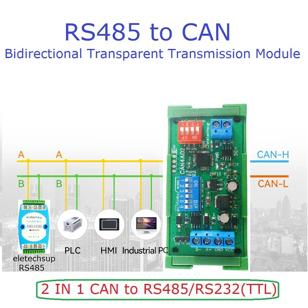 

CAN 2,0 CAN to RS485 RS32 RS422 CANBUS преобразователь последовательного протокола двунаправленный прозрачный модуль передачи данных