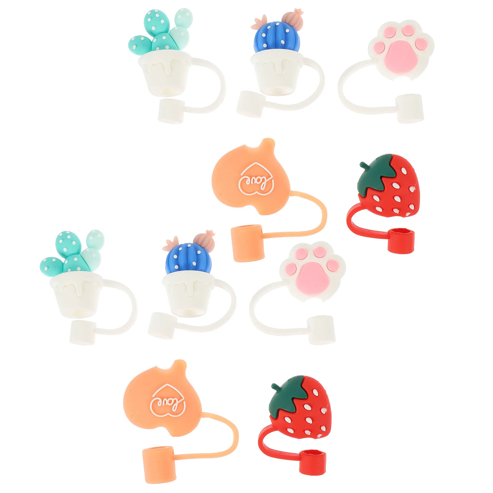 

10 Pcs Silicone Straw Stopper Silicone Straw Tips Straw Tips Cover Top Hat Silicone Straw Plug Silica Gel Cute Straw Plug