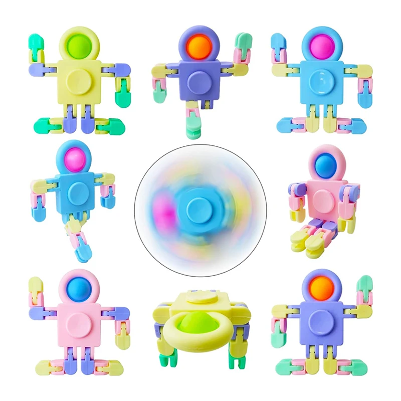 

Space Robot Fidget Toys for Kids Adults Push Bubble Antistress Sensory Chain Spinner Toy Variable Robot Baby Hand Spinner Toys