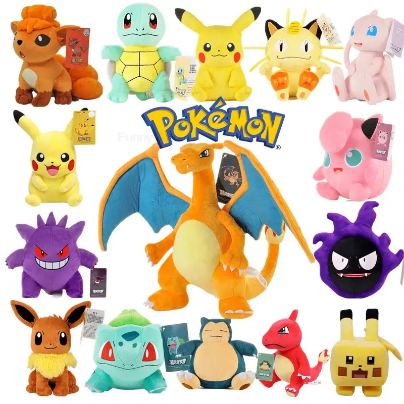 

Original Pokemoned Pikachu Plush doll Bulbasaur Squirtle Charmander Charizard Eevee Snorlax Jigglypuff Psyduck Kids Toys