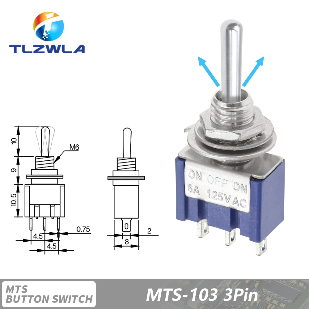 

5 шт. Мини-переключатель TLZWLA 3 PIN/6PIN медный