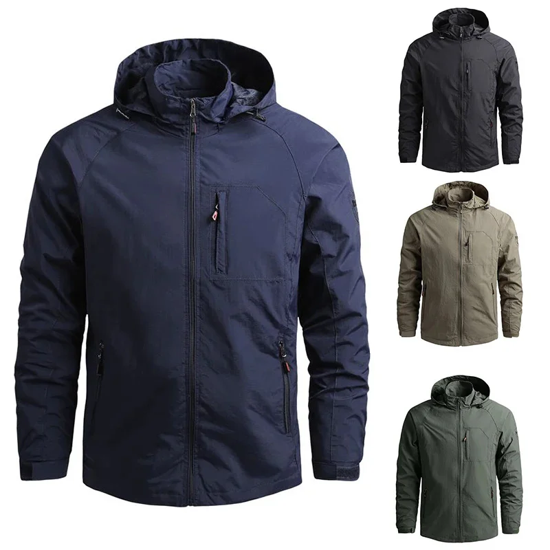 

2023 Spring and Autumn Jacket Men's Outdoor Quick Drying Multi Pocket Casual Breathable Large Loose Charge Top Sports Men's Coat