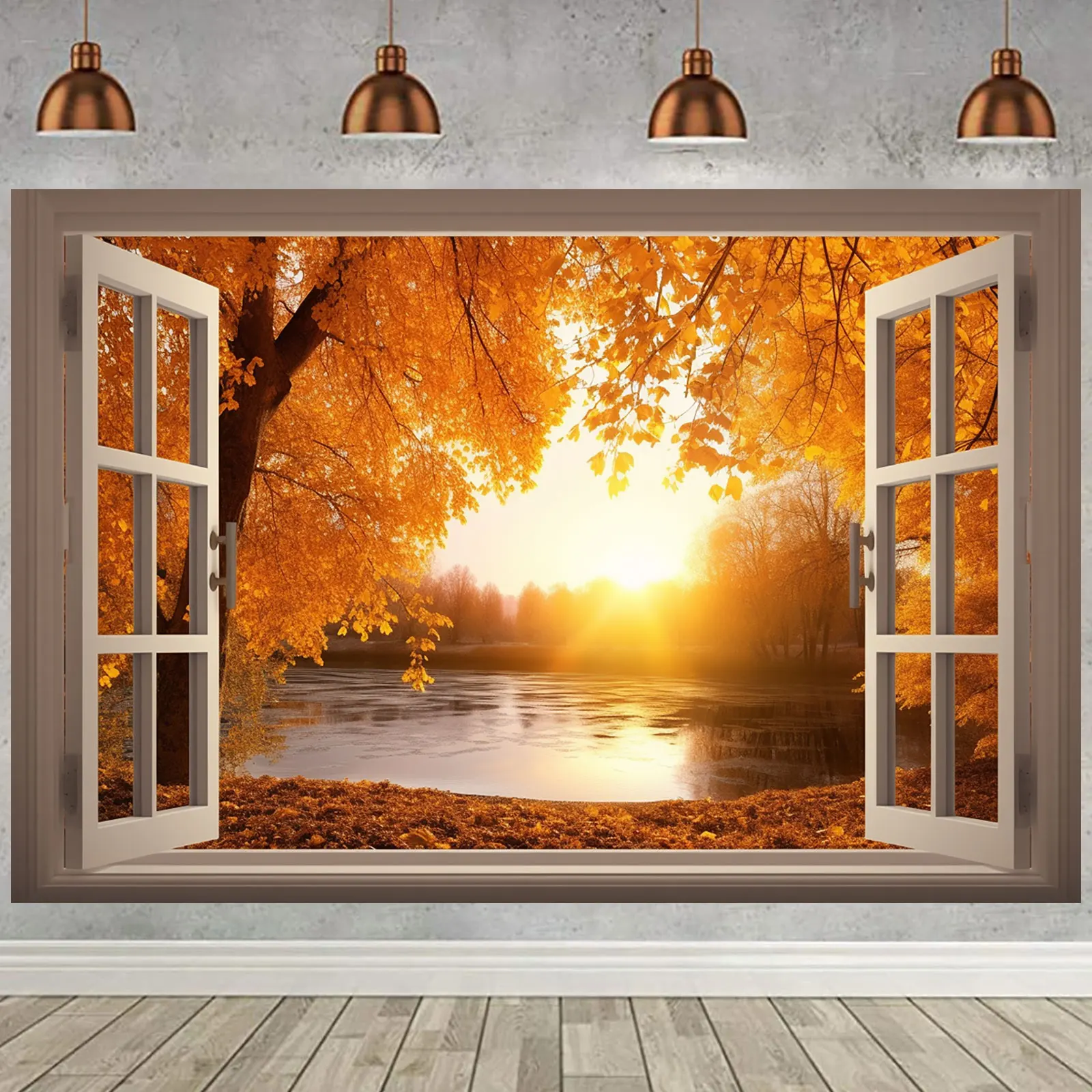 5 × 3 фута осенний баннер день благодарения фон восход солнца над озером Декор с