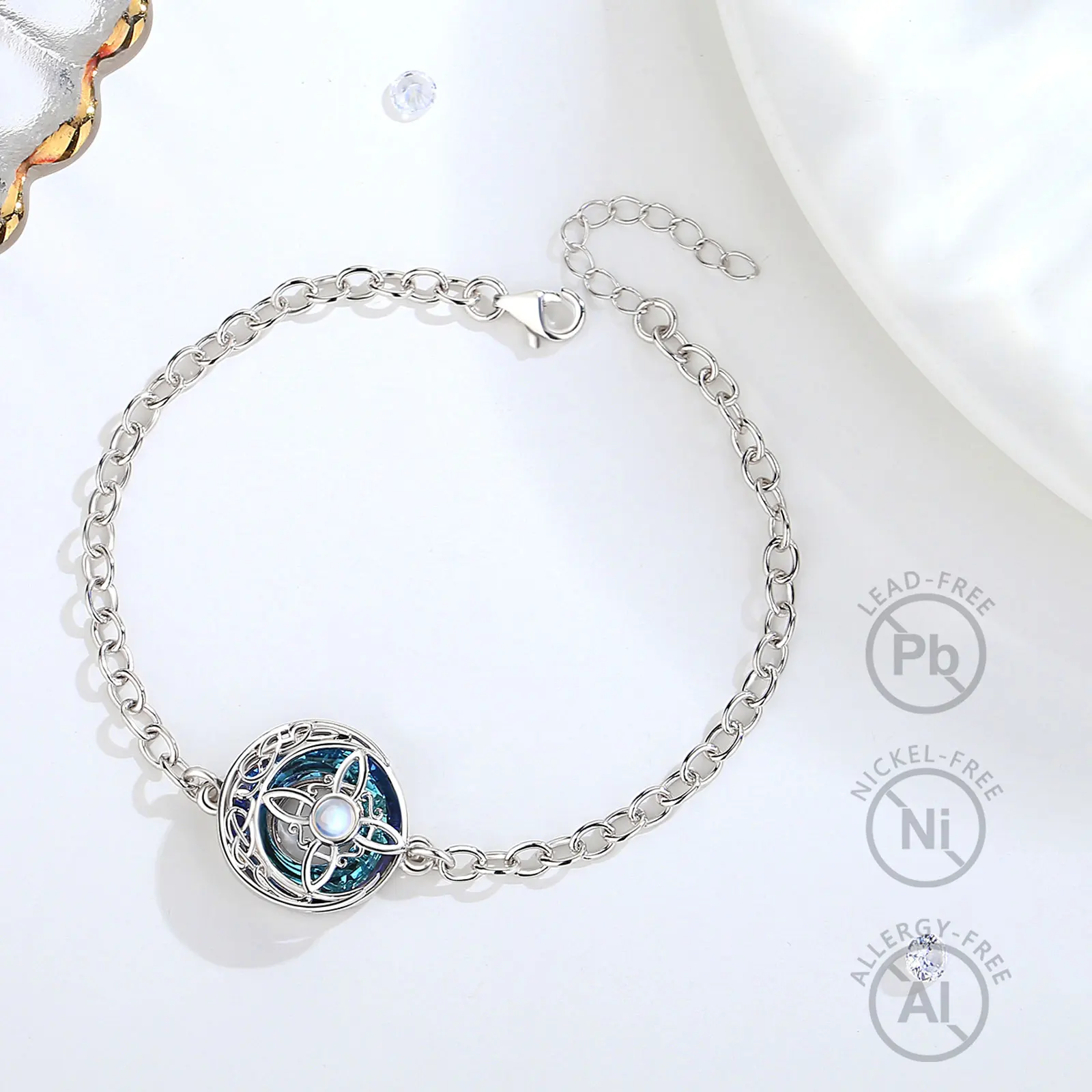 Ювелирный Комплект из кольца ожерелья и браслета серебра 925 пробы