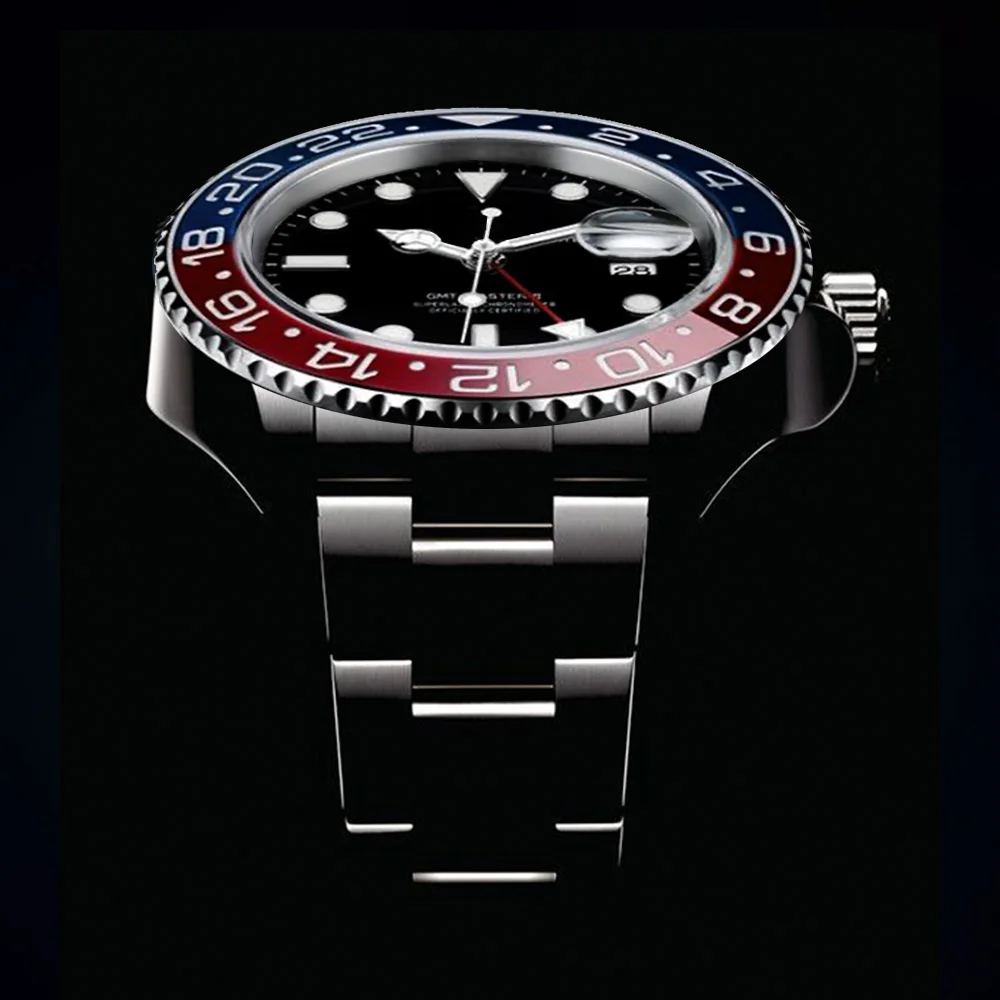

Мужские часы 2813 из нержавеющей стали 40 мм автоматические механические часы Sapphire 904L черный синий керамический розовый золотой