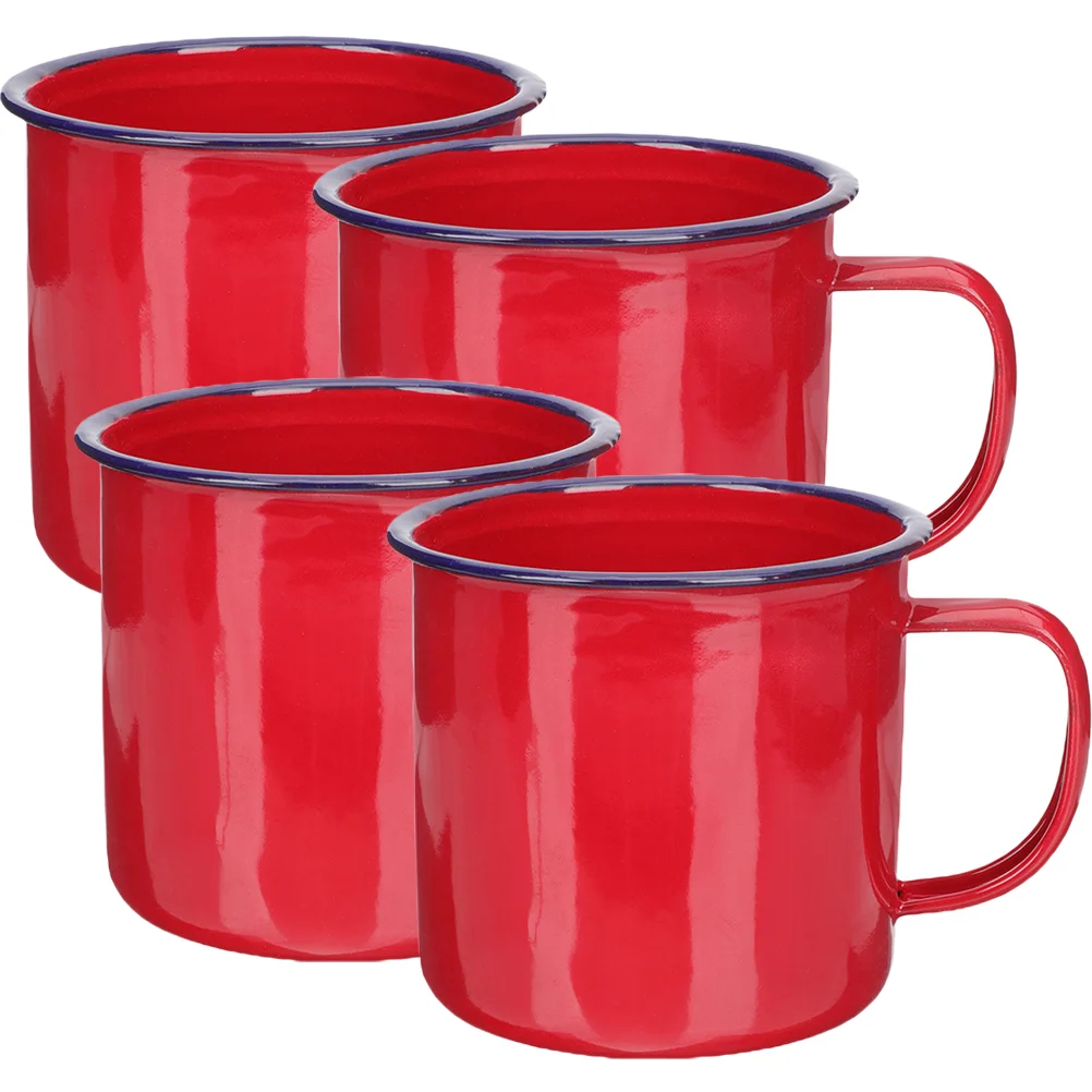 

Cup Mug Coffee Enamel Mugs Water Camping Tea Latte Drinking Metal Cappuccino Tumbler Enamelware Vintage Cups Couple Bonfire Red