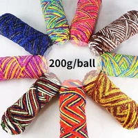 1pcs 200gball fancy section dyed three snowy wool group hand woven gold silk glossy velvet hook shoes ice line yarn knitting