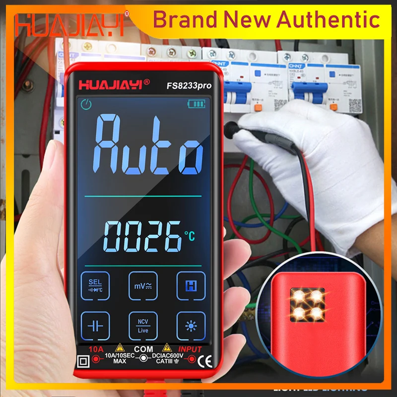 

Цифровой мультиметр HUAJIAYI, умный мультитестер с цветным полноэкранным экраном, функция True RMS, измерение яркости, Бесконтактный индикатор нап...
