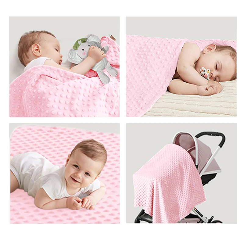 Мягкое одеяло Minky Dot для новорожденных 95x75 см 3D двухстороннее зимнее теплое