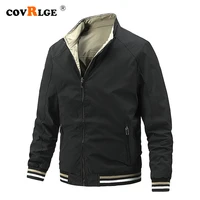 covrlge covrlge reversible outer wear mens jacket loose washable coat autumn winter lapel zipper pocket jacket for men mwj261