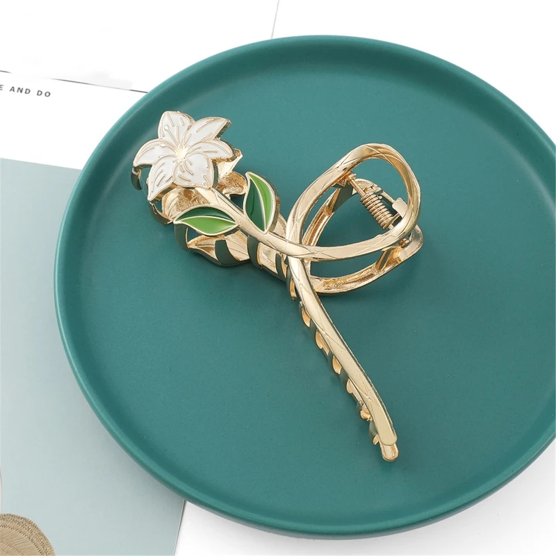 

Flower Hair Claw Clips Large Ponytail Claw Clip For Braids Non-Slip Cute Hair Catch Barrettes Flower Jaw Clips For Hair