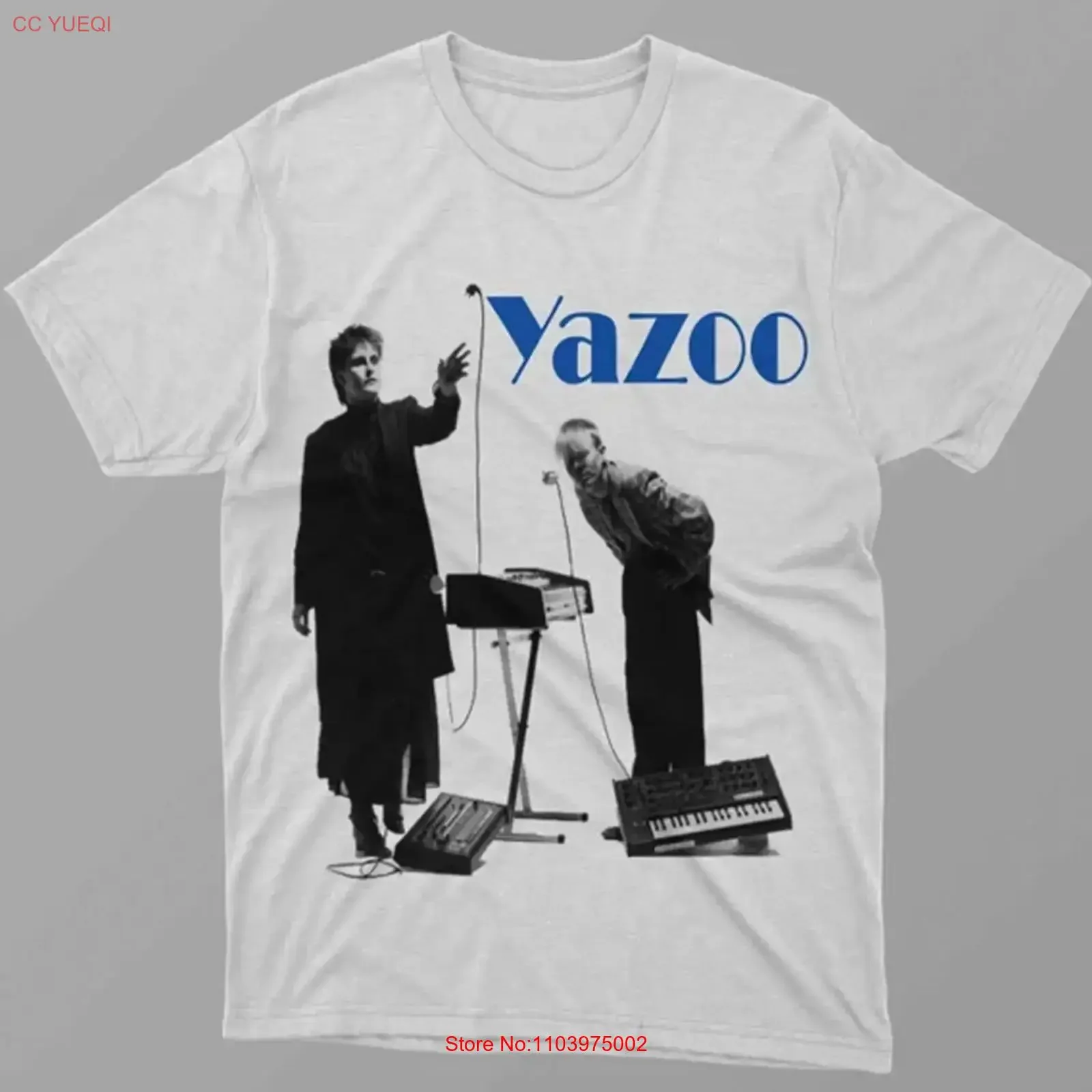 Фото Белая футболка Yazoo Band унисекс, все размеры от S до 45XL, XY881, винтажная, с эффектом потертости, универсальная, для уличной моды, удобная, мужская. №1