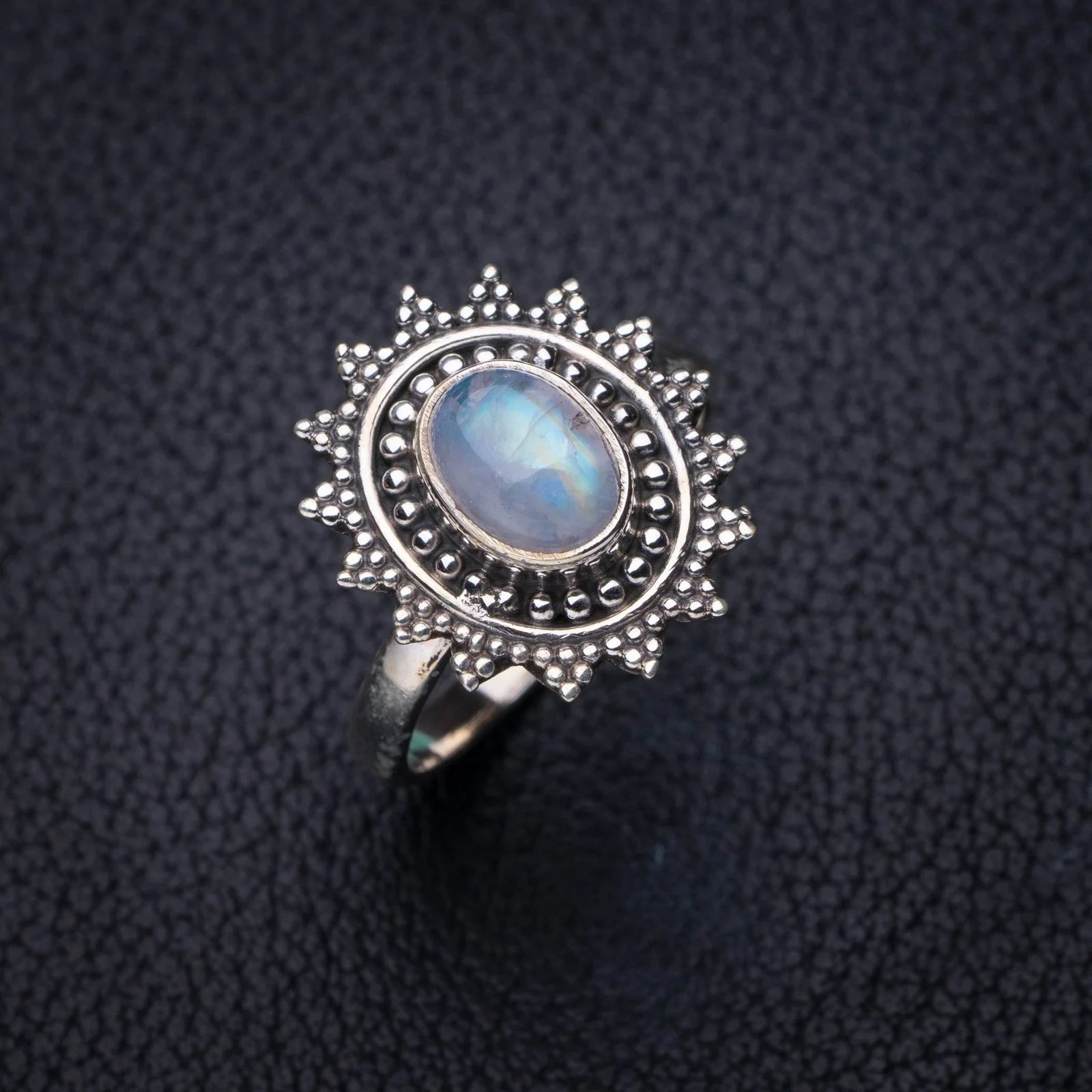 

StarGems Natural Moonstone Handmade 925 Sterling Silver Ring 7.25 E8908