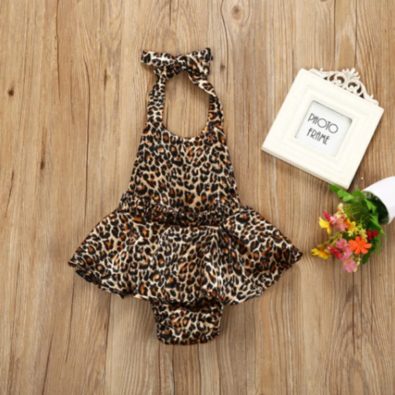 

2022 Summer Infant Baby Girls Clothing Leopard Overalls Sleeveless Button Shorts Jumpsuits Fashion Outfits
