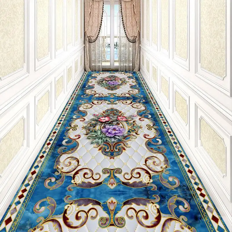 

Традиционные элегантные цветочные ковры для вестибюля, Длинные коврики для лестницы, коридора, вечеринки, свадьбы, противоскользящий домашний декор