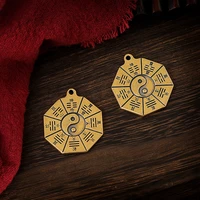 1pcs chinese tai chi pakua listed double sided pendant pure brass amulet yin yang fish car key chain pendant