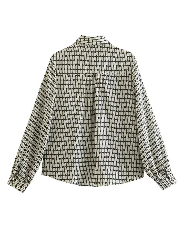 

XNWMNZ 2022 Women Fashion Black White Printed Loose Long Sleeve Shirt Or High Waist Belt Pleated Skirt Female Casual Chic 2 Piec