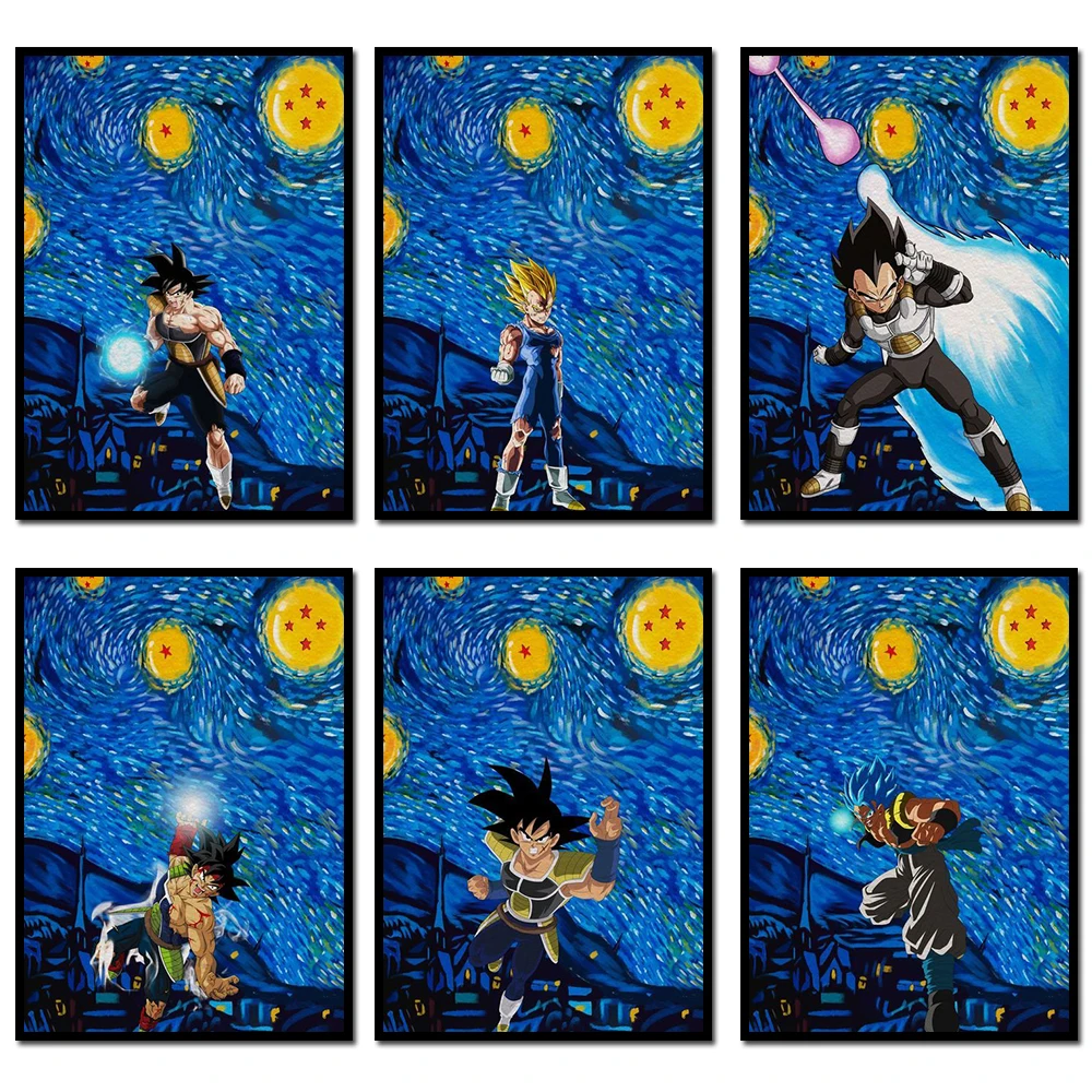 

Classic Bandai Japanese Anime Graffiti Dragon Ball Vegeta IV Cartoon Pictures Prints Canvas Painting Art for Kids Bedroom Decor