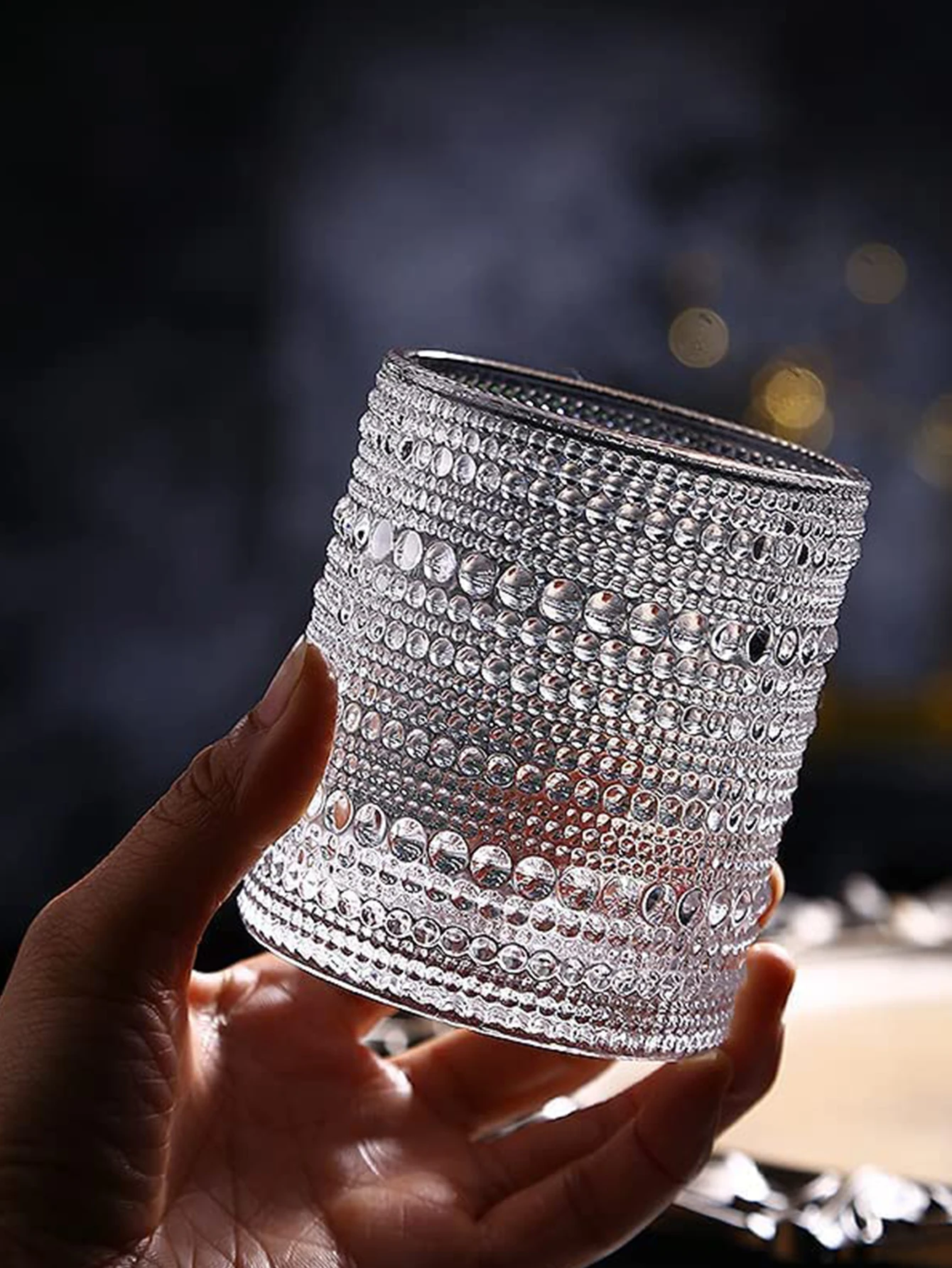 KLP Ins Стеклянный Стакан В Стиле Ретро С Рельефным Узором Высококачественная