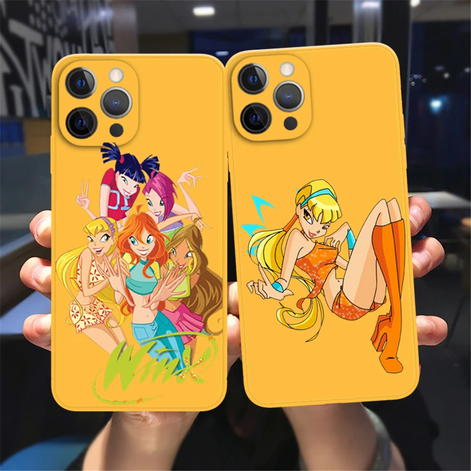 

Lovely Girl Winx catoon Clubs Candy yellow Phone Cover For iPhone 11 12 13 Pro XS Max 12 13 Mini X XR 6 7 8 Plus Soft TPU Case