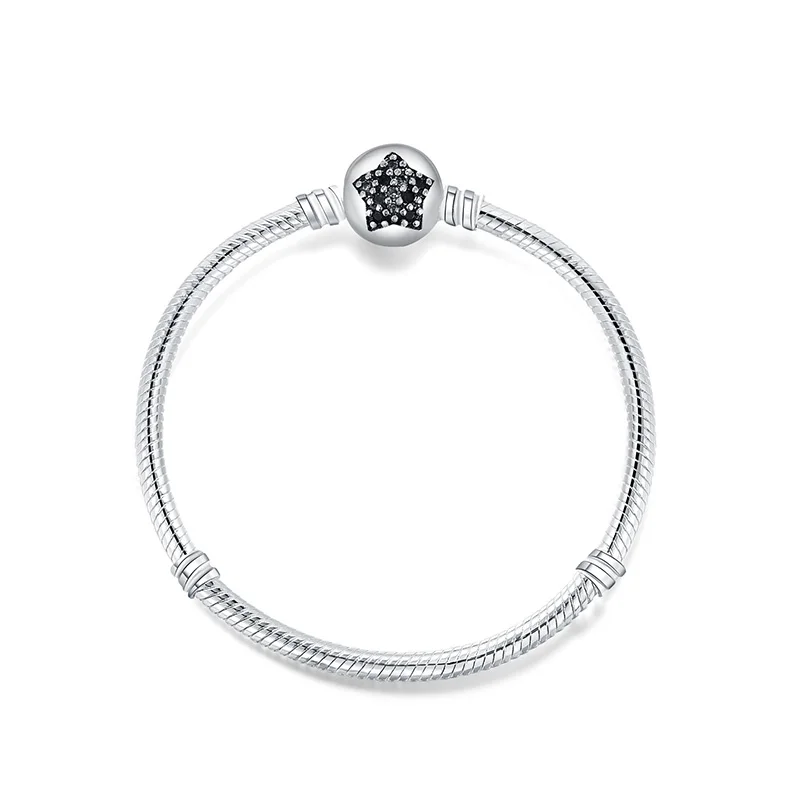 

Шармы из стерлингового серебра 925 пробы, базовая цепь в форме звезды с фианитом, круглые застежки, браслеты, бусины и подвески для женщин