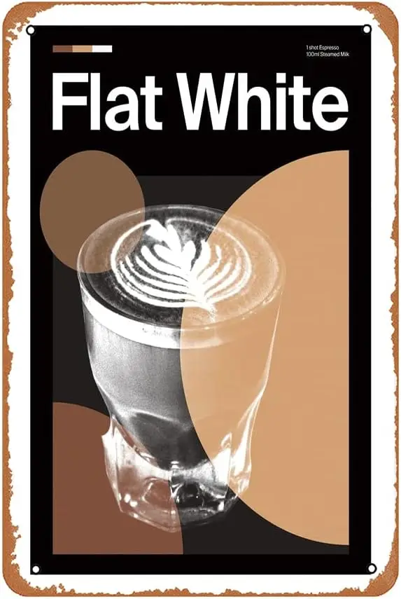 Mid Century Dark Flat White Coffee Металлические вывески Decoracin Винтажные металлические жестяные