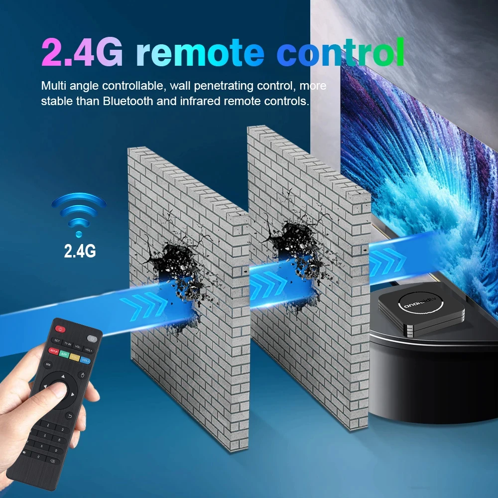 Пульт ДУ для Android 7.1 Smart TV Box KANAVI Mortal Q5S 4K CPU Allwinner H3 с Mali-G31 2.4G Wi-Fi