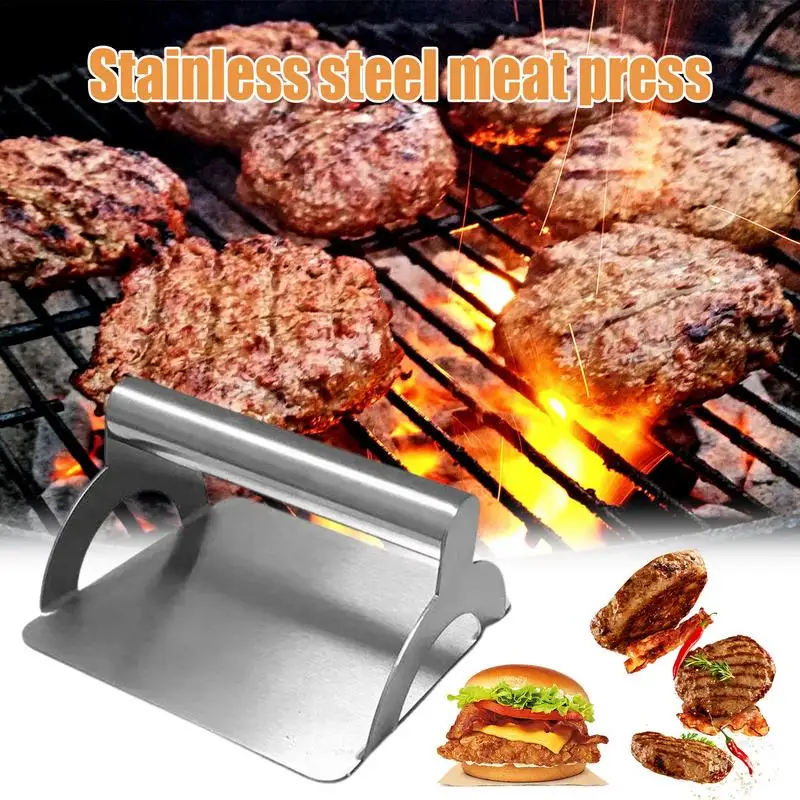 

Burger Press Flat Surface Smasher Heavy Duty Handle Rectangle Cast Iron Hamburger Press Wholesale Household Manual Tool