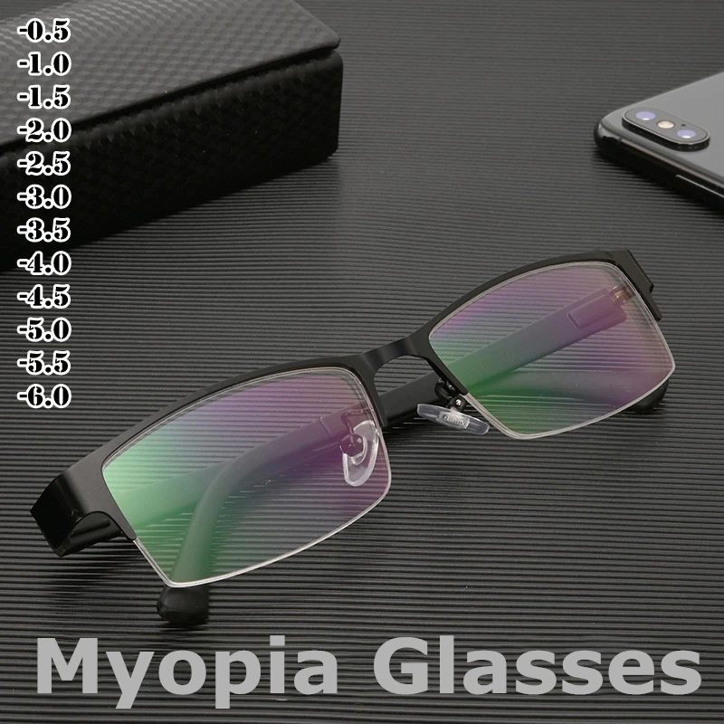 

Myopia Glasses Men Clear Glasses Metal Frame Glasses Unisex Eyeglasses Retro Mens Glasses 0 To -6.0