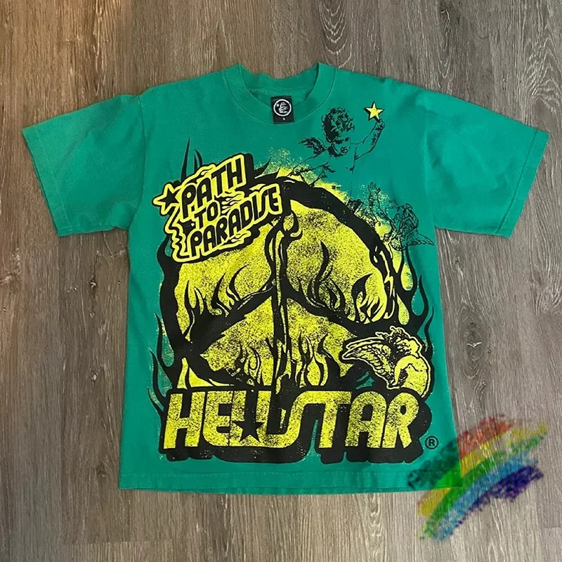 

Green Washed Hellstar T Shirt Men Women Best Quality Top Tees Short Sleeve T-shirt