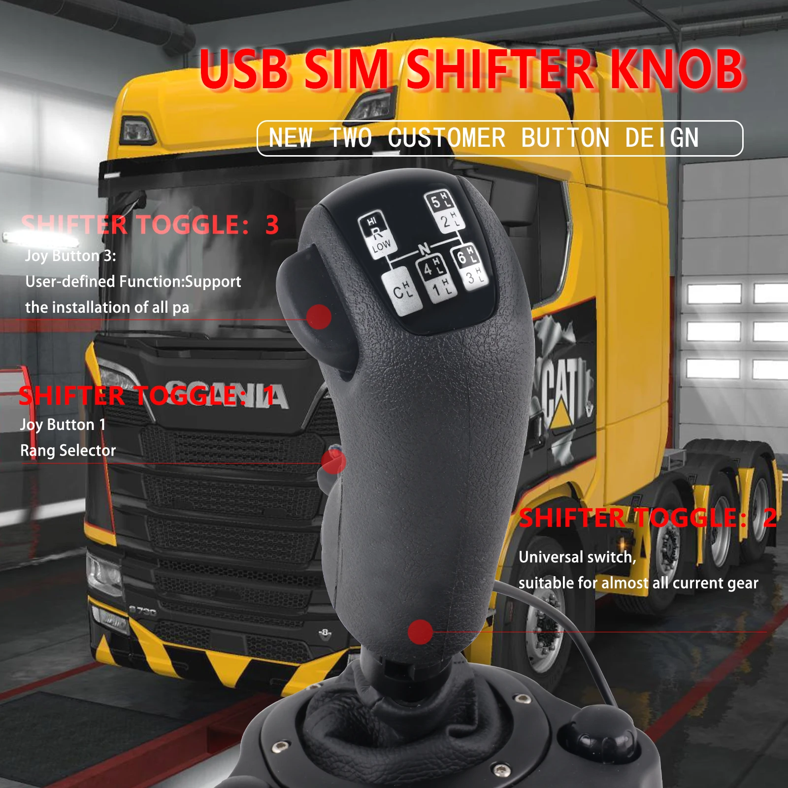 Gear Simulator USB Shift Knob for Logitech G923 G29 G27 G25 TH8A for ETS2&ATS Scania Truck High Low Shifter Simulators