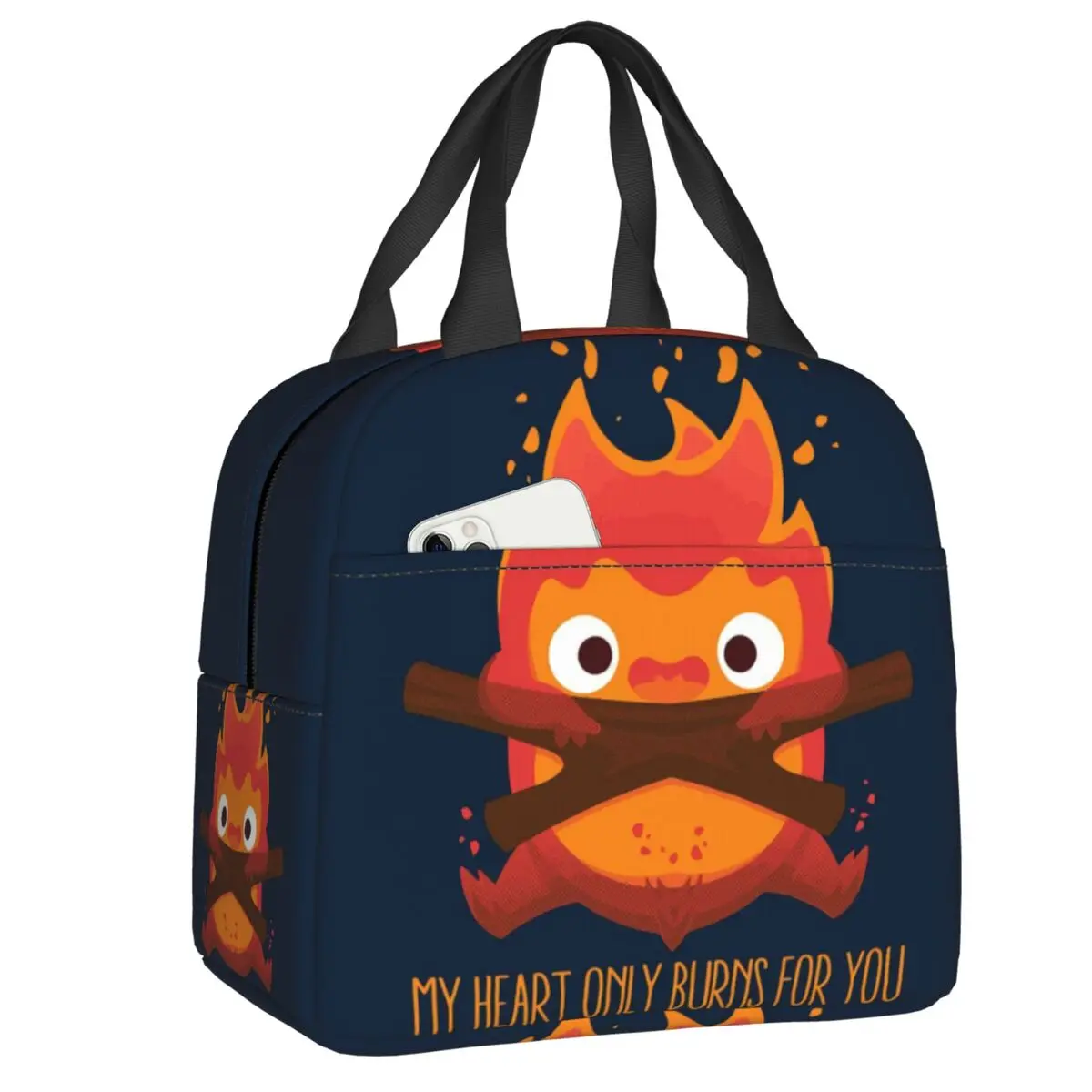 

Howl's Moving Castle Insulated Lunch Bags for Outdoor Picnic Calcifer Anime Movie Miyazaki Resuable Cooler Thermal Lunch Box