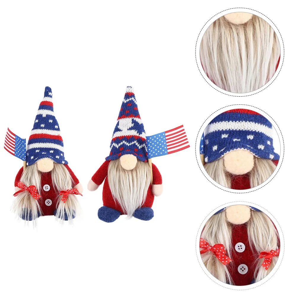 

2pcs Independence Day Gnome Doll Veterans' Day Dwarf Patriotic Ornaments