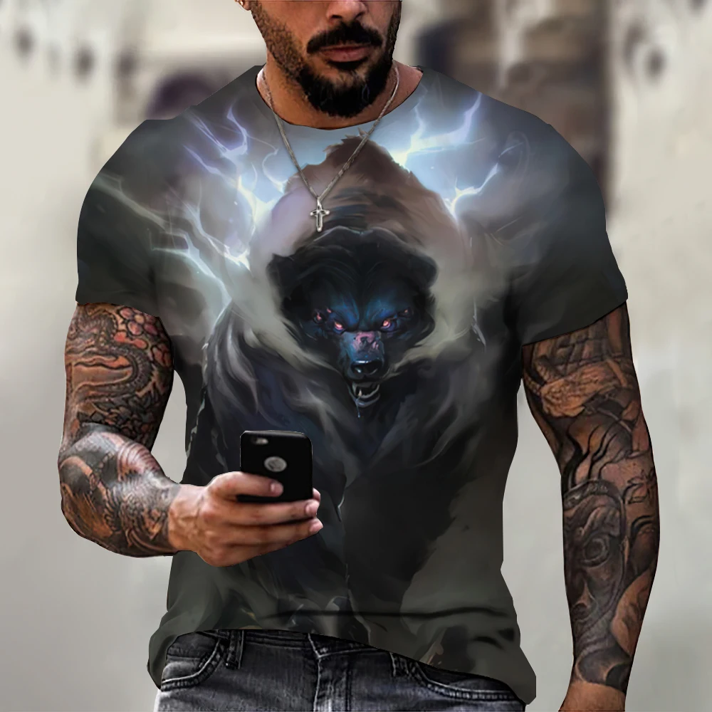 

Wolf 2023 new For Men's T Shirt 3D Print Wolf Graphical Short Sleeve Tops Street Hip Hop Tshirt Oversized Tee Shirt Men Clothing
