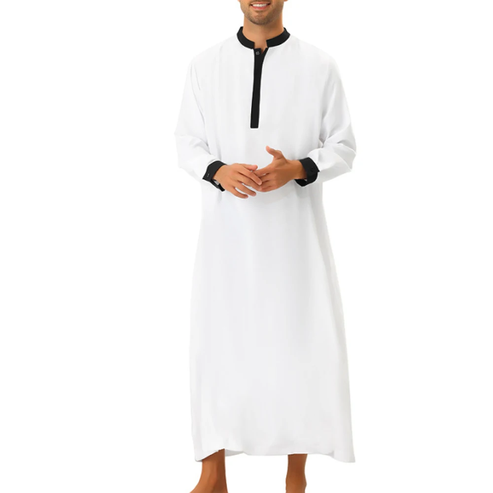 Мусульманская Мода 2023 мужская одежда контрастных цветов из полиэстера с длинным