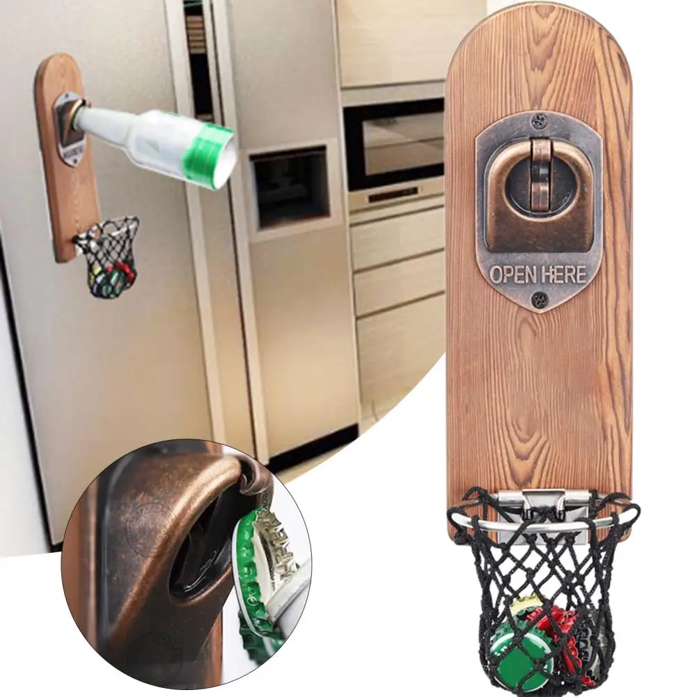 

Bottle Opener Manual Non-slip Ergonomic Design Easy Installation Retro Style Gift Alloy Magnetic Wall Beer Corkscrew for Dad Men