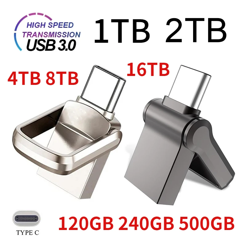 

Dual USB 3.1 Flash Drive 128GB 4TB Memory Stick 256GB U Disks 512G OTG TYPEC 1TB 2TB Stick Pen Drive Dual-Use Metal Flash Memory