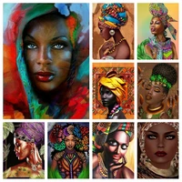 colorful african woman diamond dot painting beauty portrait picture cross stitch full square kits wall art gift home decor