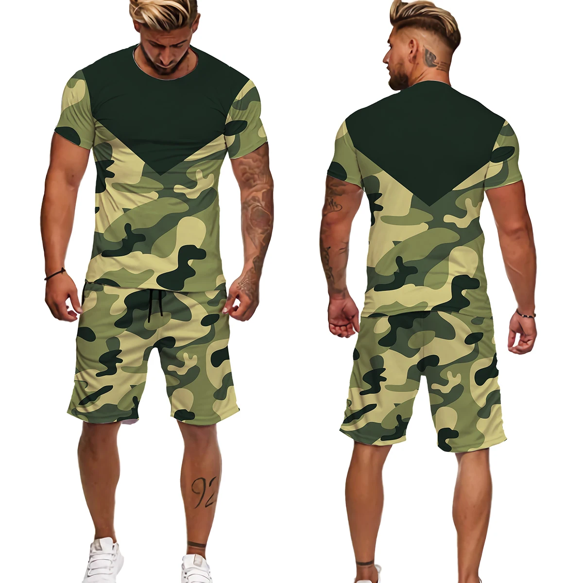 

Men's Sports Suit 2022 Summer Short Sleeve T Shirt Shorts 3D Printing Outfits Oversized Tracksuit Men Sets O Neck Sportswear