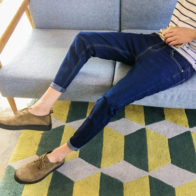 Весна-Осень 2022 модные Стрейчевые джинсы мужские облегающие уличные штаны черные