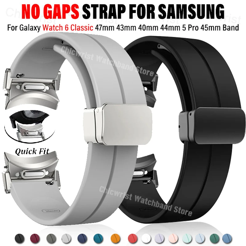 Galaxy Watch 6 Classic Strap Magnetic Silicone Strap for Samsung Galaxy Watch6 Classic 47mm 43mm 6/5/4 40mm 44mm Quick Fit No Gaps Sports 20mm Band 5Pro 45mm Galaxy Watch 6 Classic Strap Magnetic Silicone Strap for Samsung Galaxy Watch6 Classic 47mm 43mm 6/5/4 40mm 44mm Quick Fit No Gaps Sports 20mm Band 5Pro 45mm