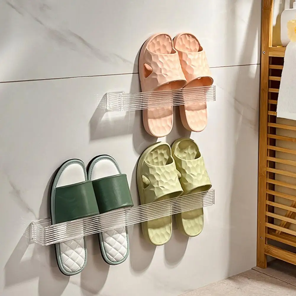 

Slipper Rack Punch-free Quick Drainage Space-saving Slipper Holder Moisture-proof Wall-mounted Slipper Organizer Bathroom Supply